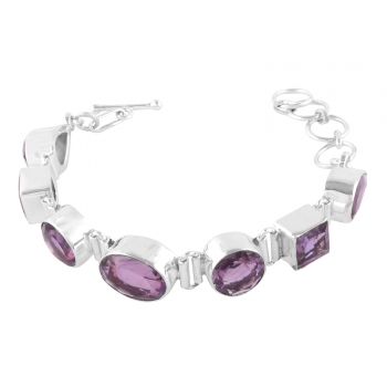 Top design 925 sterling silver faceted purple amethyst bracelet for women